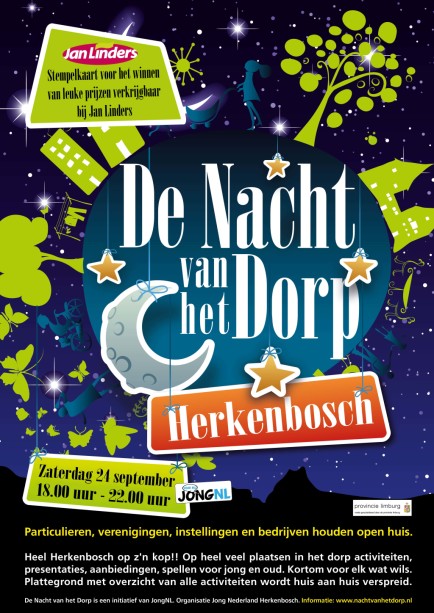 JongNL brengt bedrijven, verenigingen, instellingen en particulieren bij elkaar. 'De Nacht van het Dorp' 24 september Herkenbosch en 29 oktober Helden.